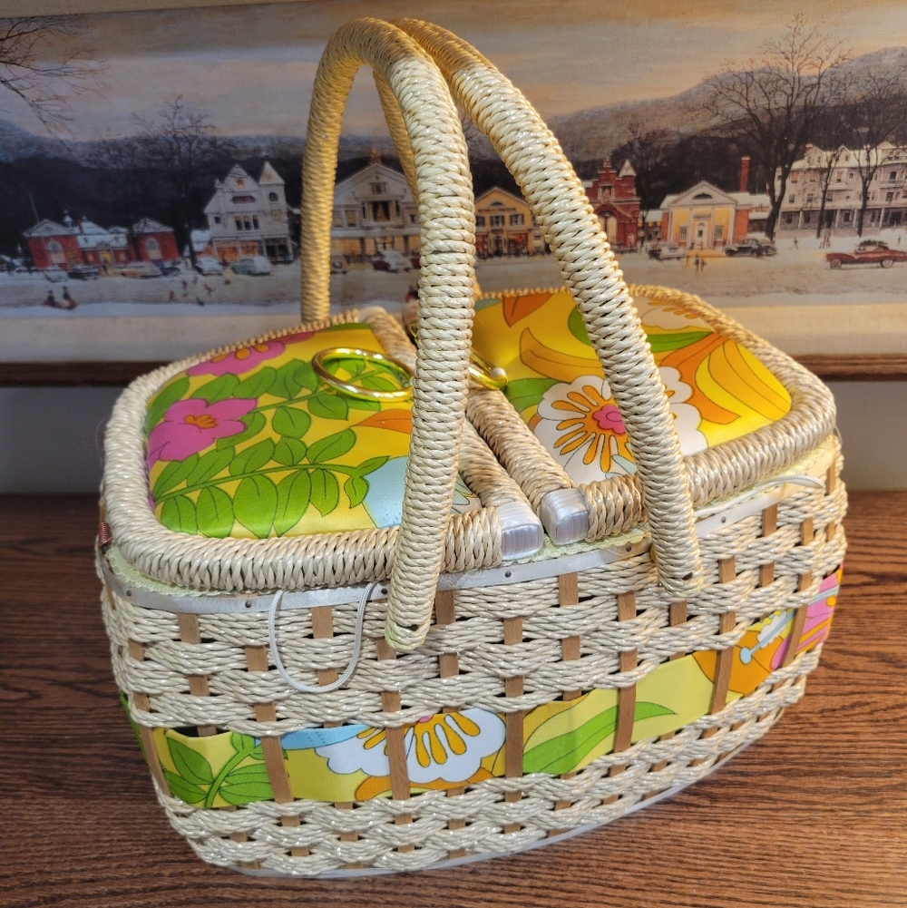 Vintage Wicker Sewing Basket